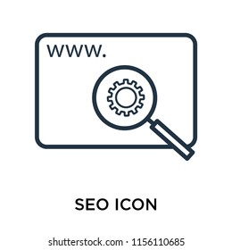 Seo icon vector isolated on white background, Seo transparent sign , thin symbol or stroke element design in outline style
