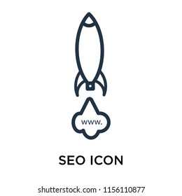 Seo icon vector isolated on white background, Seo transparent sign , thin symbol or stroke element design in outline style