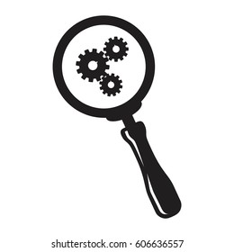 SEO icon vector,  magnifier and gears
