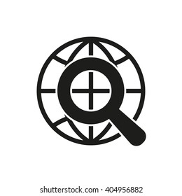 The SEO icon. WWW and browser, development, search symbol. UI. Web. Logo. Sign. Flat design. App. Stock vector