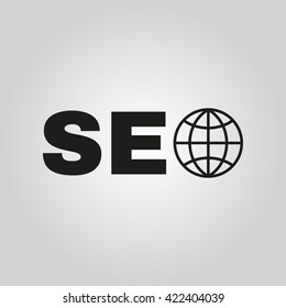 The SEO icon. WWW and browser, development symbol. UI. Web. Logo. Sign. Flat design. App. Stock vector