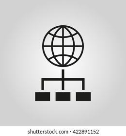 The SEO icon. WWW and browser, development, search symbol. UI. Web. Logo. Sign. Flat design. App. Stock vector