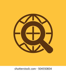 The SEO icon. WWW and browser, development, seo symbol. UI. Web. Logo. Sign. Flat design. App. Stock vector