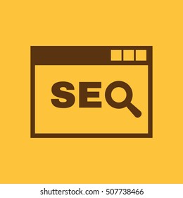 The SEO icon. WWW and browser, development, search, SEO symbol. UI. Web. Logo. Sign. Flat design. App. Stock vector