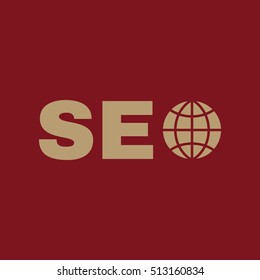 The SEO icon. WWW and browser, development, seo symbol. UI. Web. Logo. Sign. Flat design. App. Stock vector