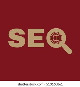 The SEO icon. WWW and browser, development, seo symbol. UI. Web. Logo. Sign. Flat design. App. Stock vector