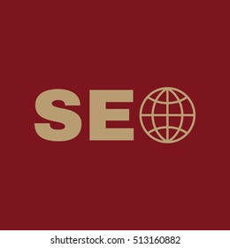 The SEO icon. WWW and browser, development, seo symbol. UI. Web. Logo. Sign. Flat design. App. Stock vector