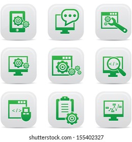 SEO icons on buttons,Green version,vector