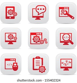 SEO icons on buttons,Red version,vector