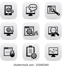 SEO icons on buttons,White version,vector