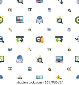 seo icons pattern seamless. Included editable flat Affiliate Marketing, Productivity, Pay per click, eCommerce solutions, Information Architecture icons. seo icons for web and mobile.