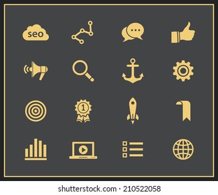SEO icons. Search engine optimization, internet marketing icons. Vector illustration