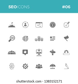 Seo icons set #06 - Part of a series - Iconset with symbol of search engine optimization, web search, internet marketing, keyword ranking. Icon perfect for all uses!