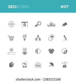 Seo icons set #07 - Part of a series - Iconset with symbol of search engine optimization, web search, internet marketing, keyword ranking. Icon perfect for all uses!
