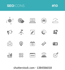 Seo icons set #10 - Part of a series - Iconset with symbol of search engine optimization, web search, internet marketing, keyword ranking. Icon perfect for all uses!