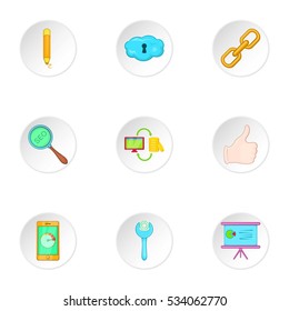 SEO icons set. Cartoon illustration of 9 SEO vector icons for web