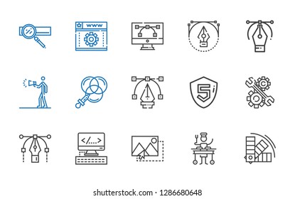 seo icons set. Collection of seo with color, large, image, html, vector, development, advertising, web development, search engine. Editable and scalable seo icons.