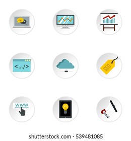 SEO icons set. Flat illustration of 9 SEO vector icons for web