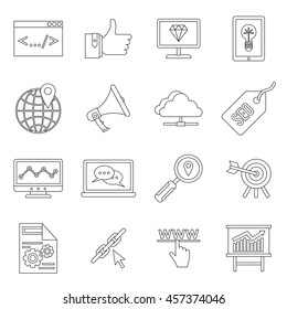 SEO icons set in outline style. Internet services set collection vector illustration