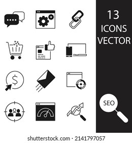 SEO icons set . SEO pack symbol vector elements for infographic web