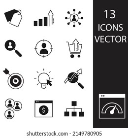 Los iconos de SEO están configurados. Símbolo de paquete SEO elementos vectoriales para web infográfica