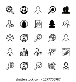 seo icons set with search, users and user vector set