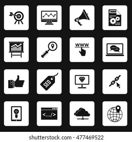 SEO icons set in simple style. Engine optimization set collection vector illustration