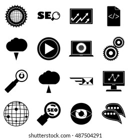 SEO icons set in simple style. Search engine optimization set collection vector illustration