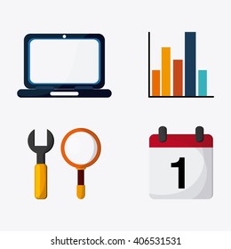 SEO icons, technology related, vector illustration