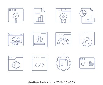 Seo icons. Thin Line style, editable stroke. usability, web development, website, validation, web management, analytics, browser, code.