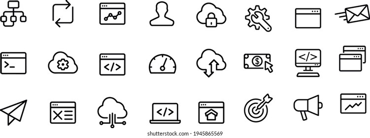  Seo Icons vector design outline black and white 