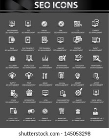 SEO icons,Black background vector