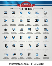 SEO icons,Blue version vector