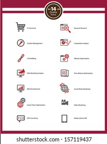 Seo icons,Red version on White background,vector