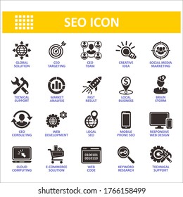 SEO icons,white background vector, symbol and illustration