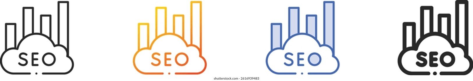 seo icon.Thin Linear, Gradient, Blue Stroke and bold Style Design Isolated On White Background