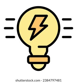 Seo idea bulb icon outline vector. Kpi site. Business trend color flat