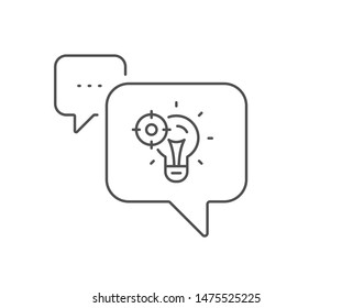 Seo idea line icon. Chat bubble design. Web targeting sign. Traffic management symbol. Outline concept. Thin line seo idea icon. Vector