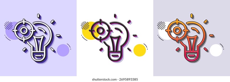 Seo idea line icon. Halftone dotted pattern. Gradient icon with grain shadow. Web targeting sign. Traffic management symbol. Line seo idea icon. Various designs. Vector