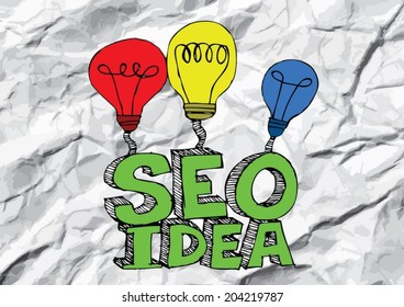 Seo Idea SEO Search Engine Optimization on crumpled paper