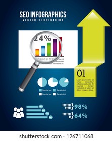 seo illustration with arrows and icons. vector background