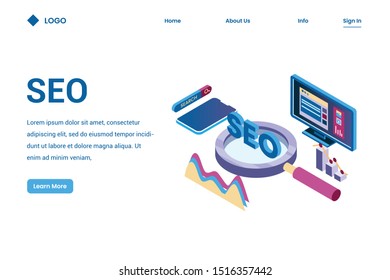 SEO illustration for optimize website isometric 3d design