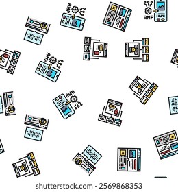 seo improve top website vector seamless pattern thin line illustration