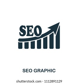 Seo Increase Graphic icon. Mobile apps, printing and more usage. Simple element sing. Monochrome Seo Increase Graphic icon illustration.