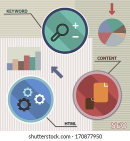 SEO infographic colorful template design illustration