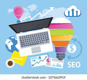 SEO - infographic web color flat design elements