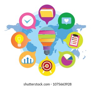 SEO - infographic web color flat design elements