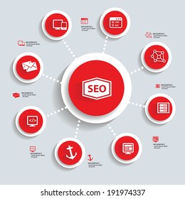 SEO Infographics design,red version,vector
