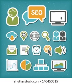 SEO and information technologies icons set