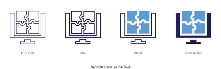 SEO innovation icon in 4 different styles. Thin Line, Line, Bold, and Bold Line. Duotone style. Editable stroke.